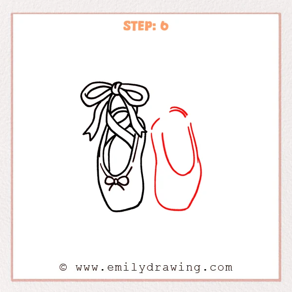 how to draw a ballet shoes - Step 6